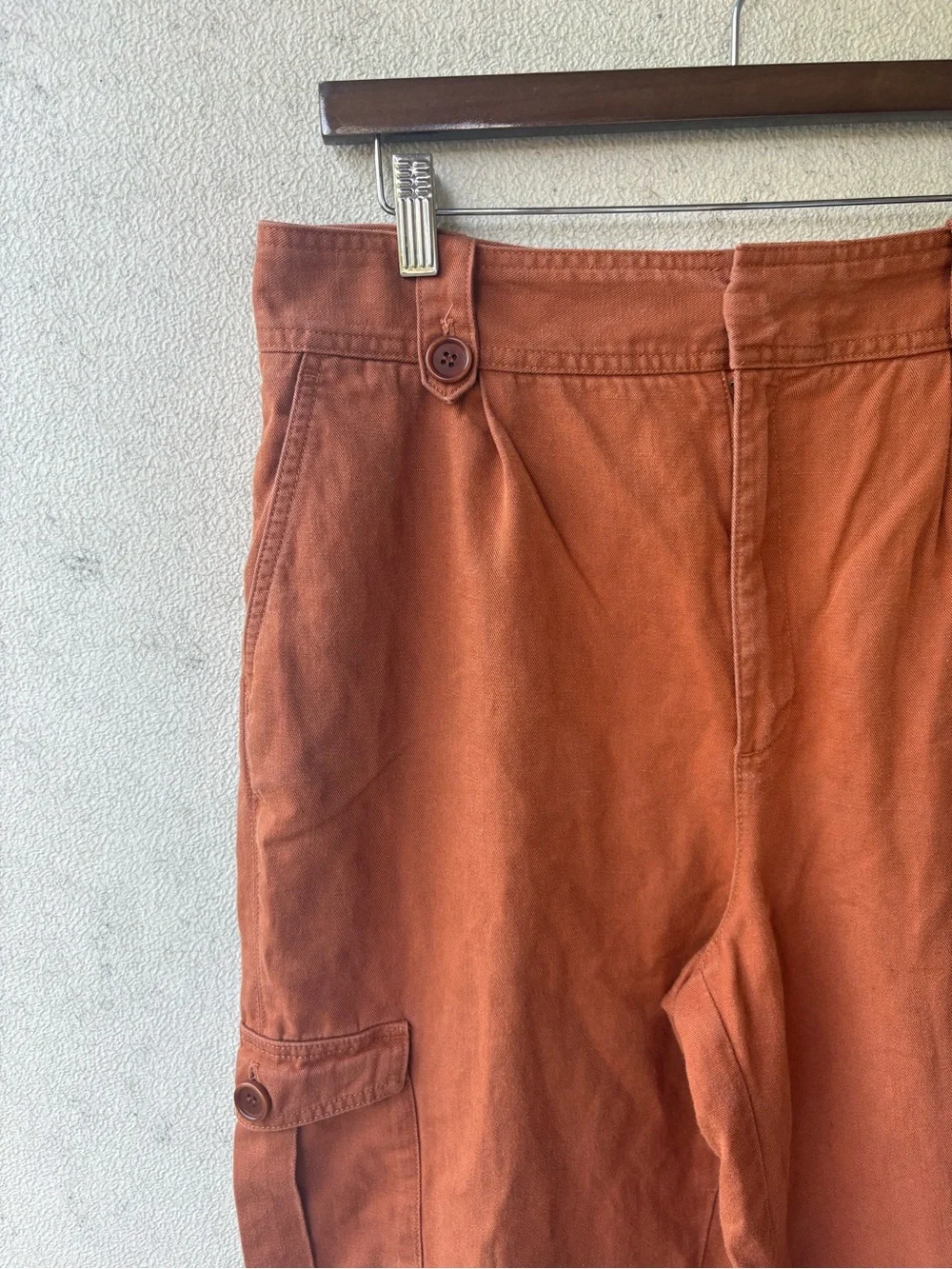 Banana Republic Rust Linen Cargo Pants 10 Tall